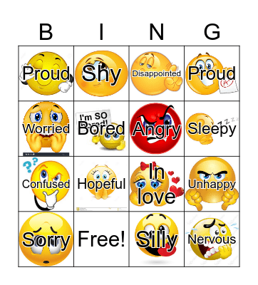 Feelings Bingo Card