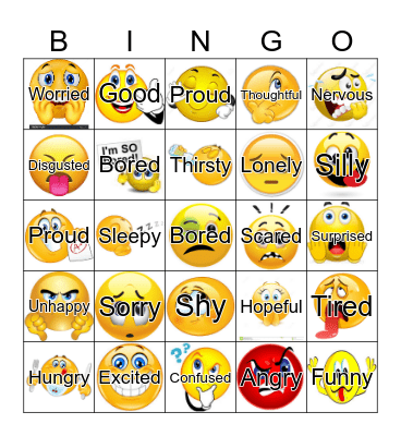 Feelings Bingo Card