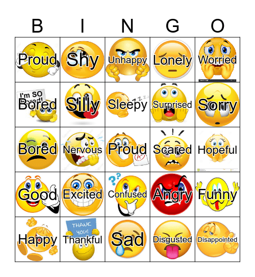 Feelings Bingo Card