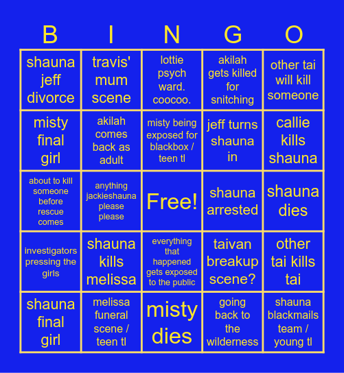 yellowjackets season 4 Bingo Card