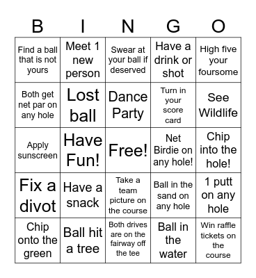 Vegas Member Guest Bingo Card