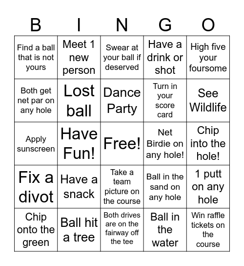 Vegas Member Guest Bingo Card