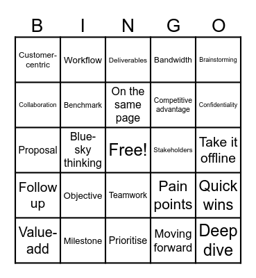 Business Buzzword Bingo Card