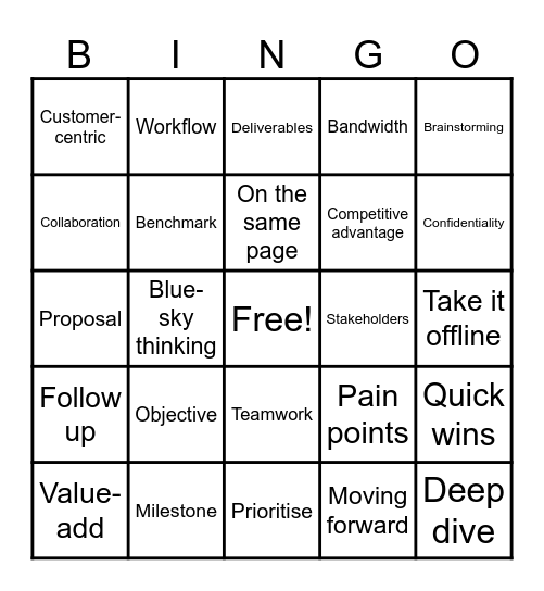 Business Buzzword Bingo Card