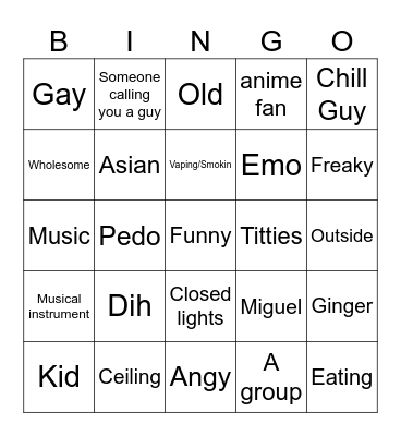 Umigle Bingo Card