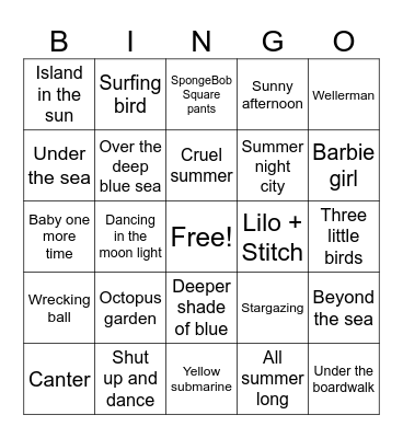 UNDER THE SEA Bingo Card