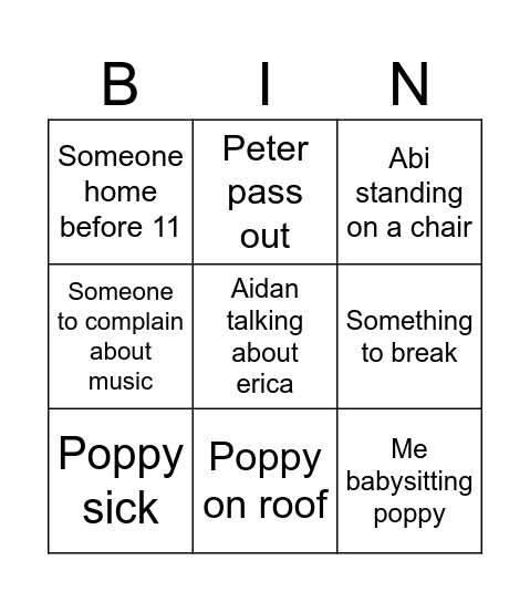 Duff party 3 Bingo Card