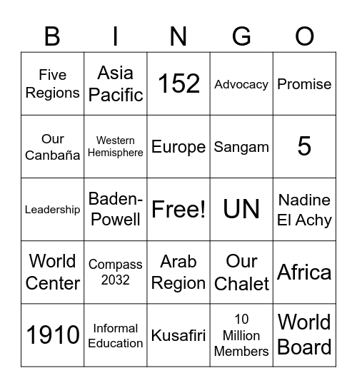 WAGGGS BINGO! Bingo Card