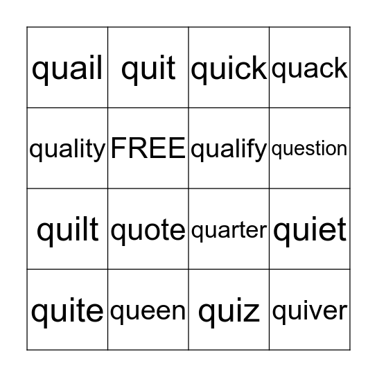 Qu- BINGO Card