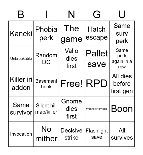 Chaos Bingu Bingo Card