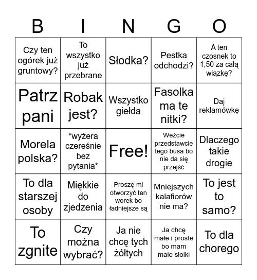 Rynek bingo Card