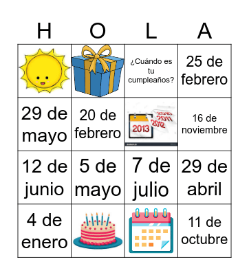 Los cumpleaños Bingo Card