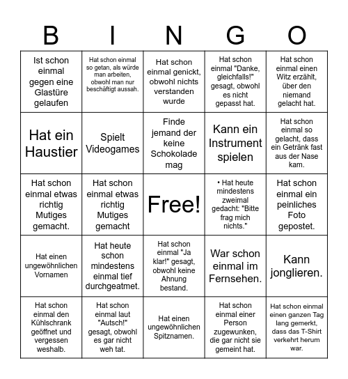 Lernendenteam Kennenlern Bingo Card