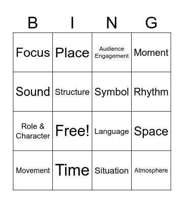 Elements of Drama Bingo Card