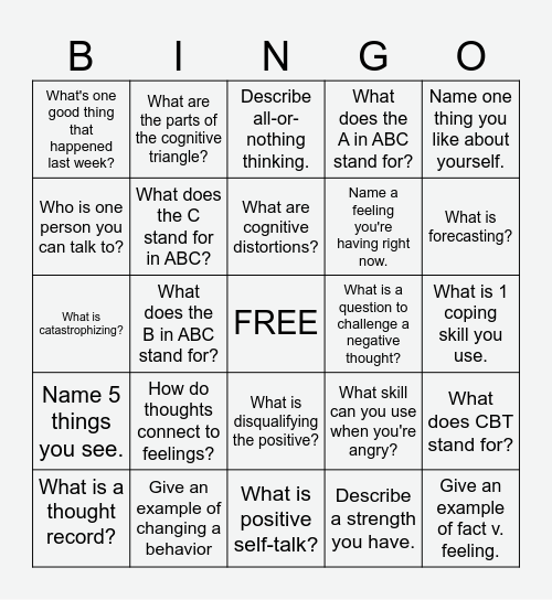 CBT Bingo Card