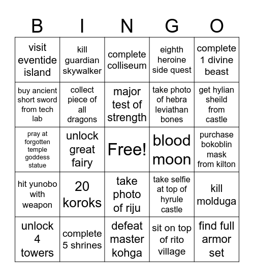 BOTW Bingo Battle Bash - Finale Bingo Card