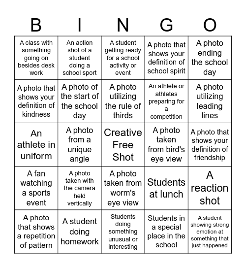 Photo Bingo Card
