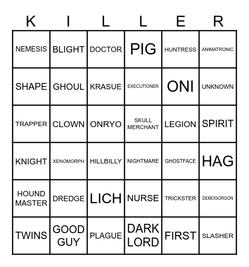 TAME THAT KILLER!! Bingo Card