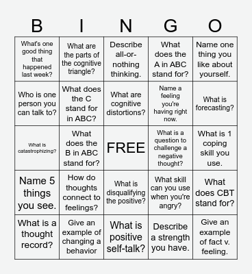 CBT Bingo Card