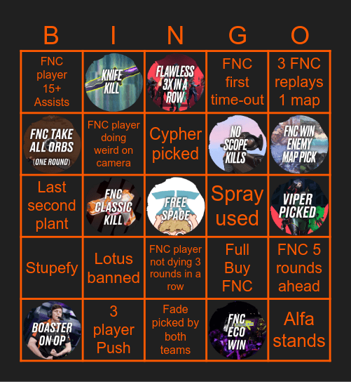 FNC vs Eternal Fire (S2 26) Bingo Card