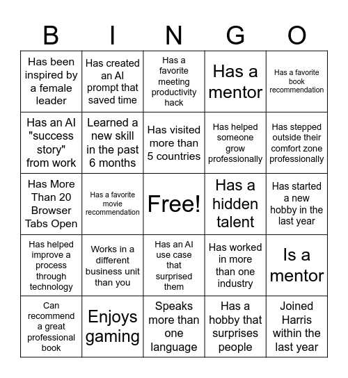 Women of Harris Bingo Card