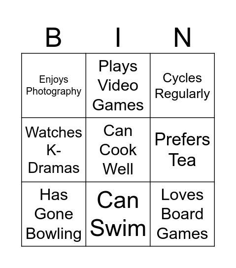 RSL Bingo Card
