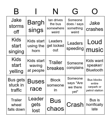Explorer Scouts travel bingo Card