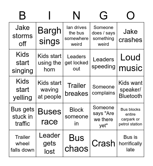 Explorer Scouts travel bingo Card