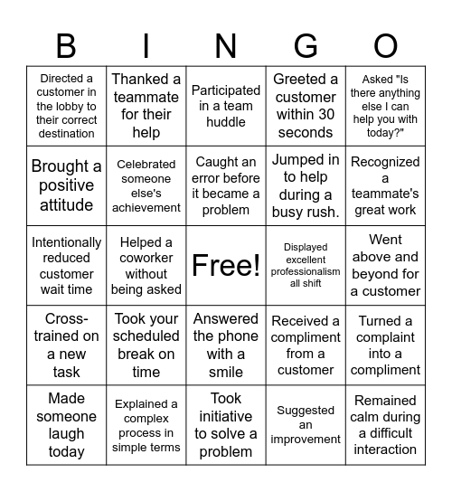 TPS Bingo Card