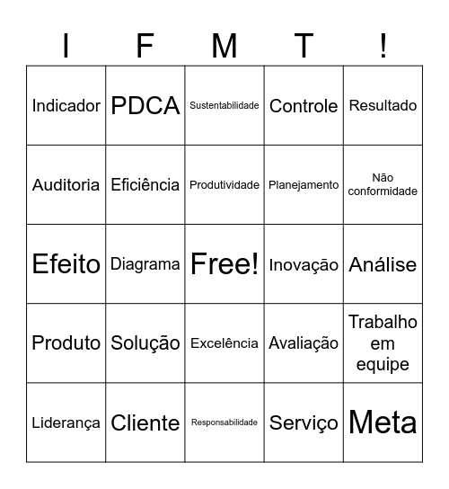 Bingo da Qualidade Bingo Card