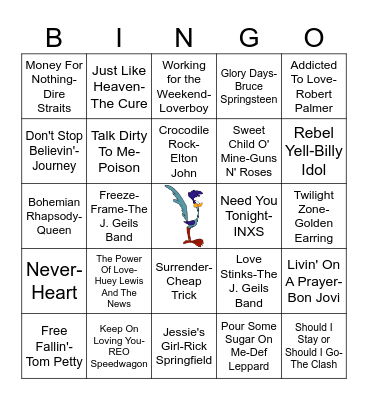 40th Reunion Music Bingo Card