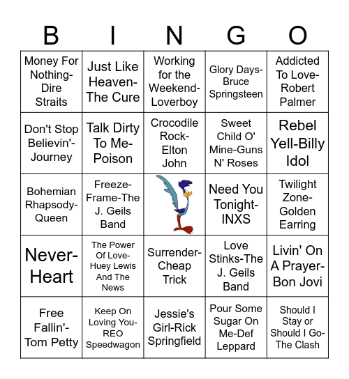 40th Reunion Music Bingo Card
