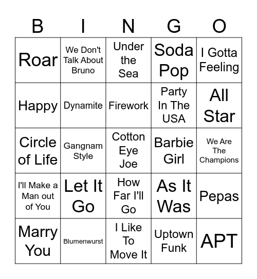 Camp Bingo Card
