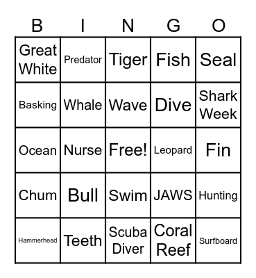 SHARK WEEK BINGO Card
