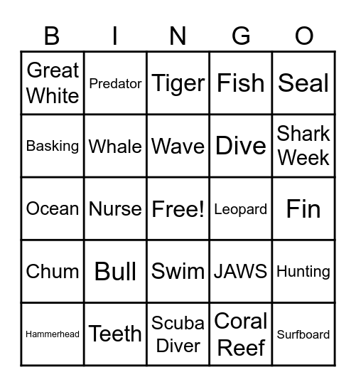 SHARK WEEK BINGO Card