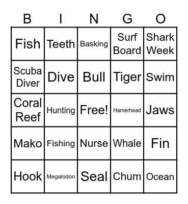 SHARK WEEK BINGO Card