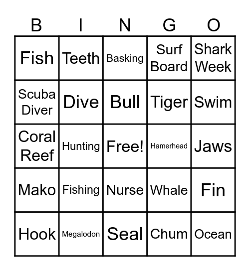 SHARK WEEK BINGO Card