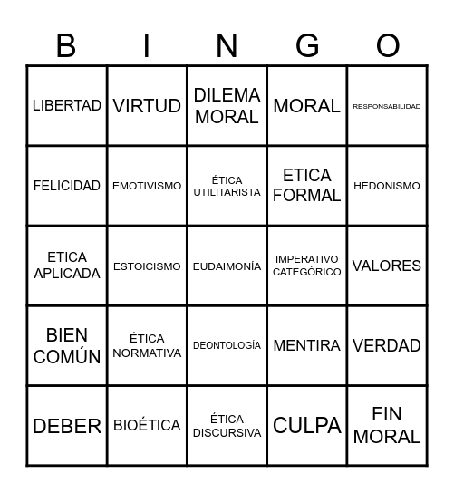BINGO ÉTICO Bingo Card