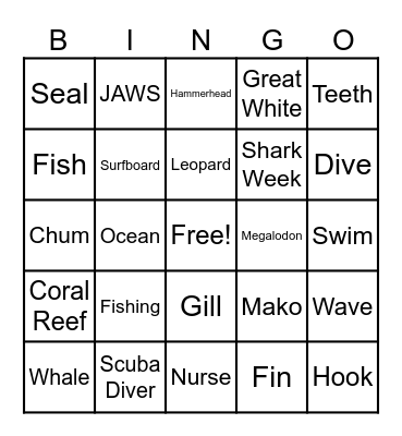 SHARK WEEK BINGO Card