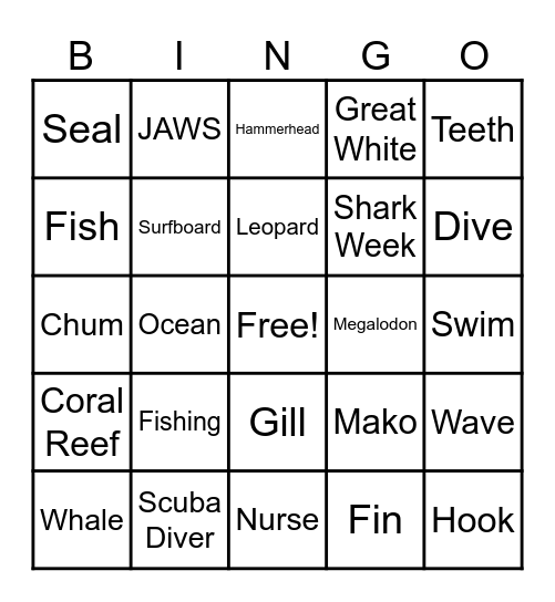 SHARK WEEK BINGO Card