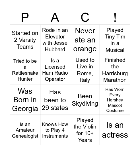 Find Someone Who... Bingo Card