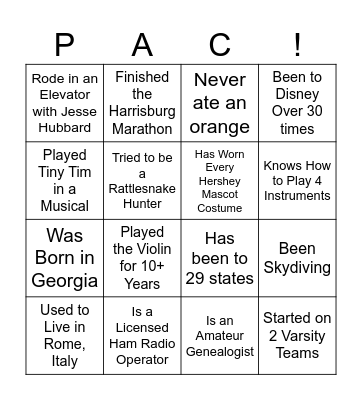 Find Someone Who... Bingo Card