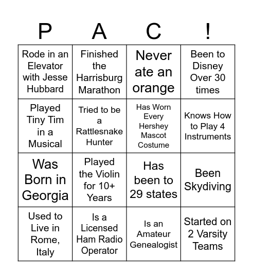 Find Someone Who... Bingo Card