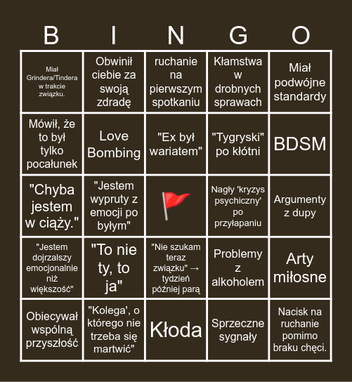 Związek z kamilem. Bingo Card