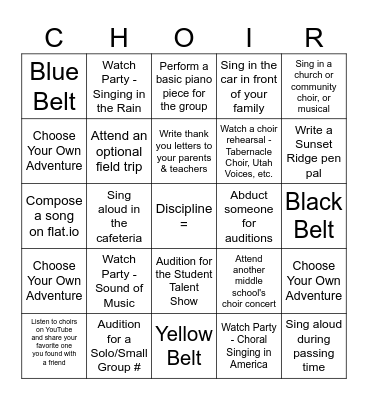 Side Quests Bingo Card