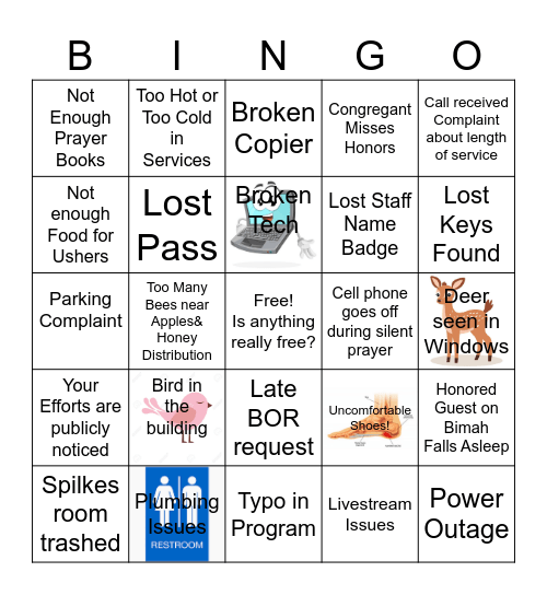 High Holy Day Bingo! Bingo Card