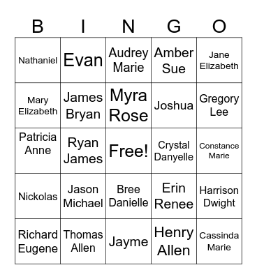 Family Bingo Card