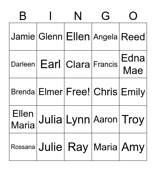 Timothy Family Reunion 2026 Bingo Card