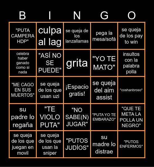 Qué dira Jaime en RIVALS Bingo Card