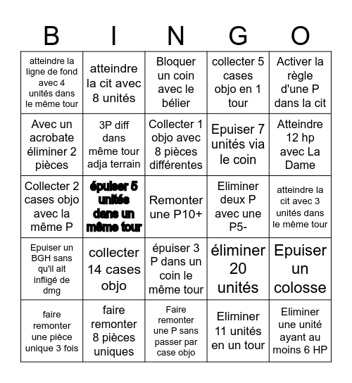 Greatness Bingo Card
